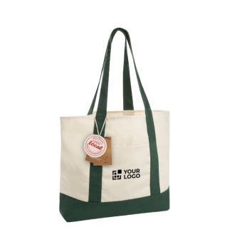 Recycled cotton tote bag with message design 20L 350 g/m²