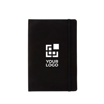 Notebook from recycled materials with elastic strap, A5, ruled pages