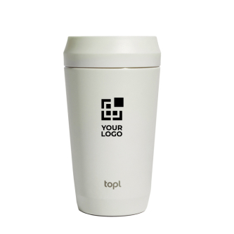 Recycled stainless steel thermal mug, 360° lid, 354ml