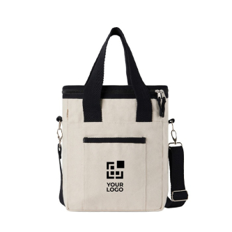 Recycled cotton cooler bag with shoulder strap and handles