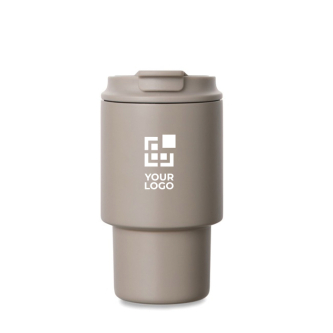 Recycled stainless steel takeaway mug, flip lid, 350ml