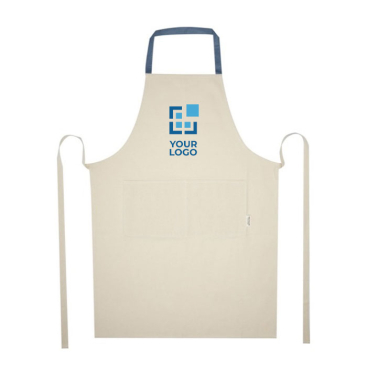 Recycled cotton apron with colored neck strap, 200 g/m²