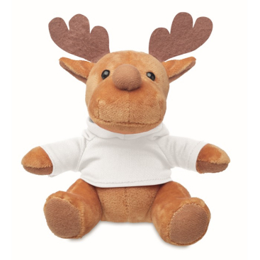 Reindeer plush figure with printable T-shirt for kids
