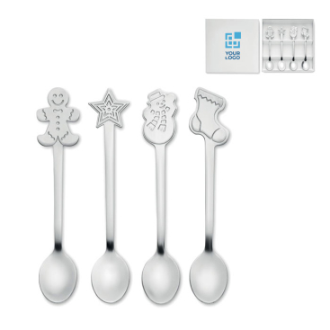 Set of 4 Christmas teaspoons in a gift box