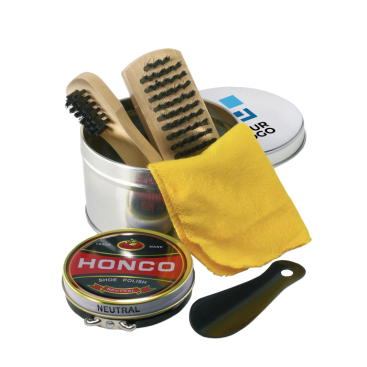 5-piece shoe shine set in a metal box