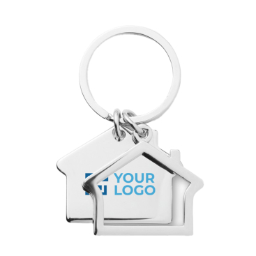 Keyring two house designs and printed logo for promotions