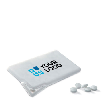 Branded credit card sized sweet dispenser with mints