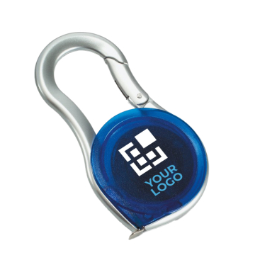 Branded tape measure in a transparent case with caribiner 2M