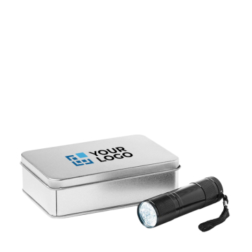 Torch in a screen printable metal box for promotions