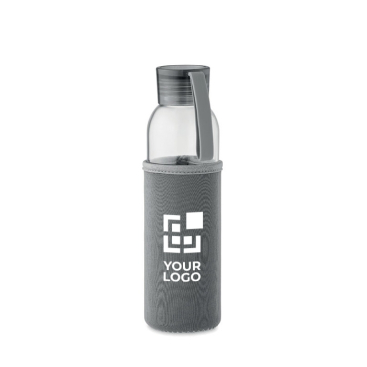 Recycled glass bottle with sleeve and lid, 500 ml