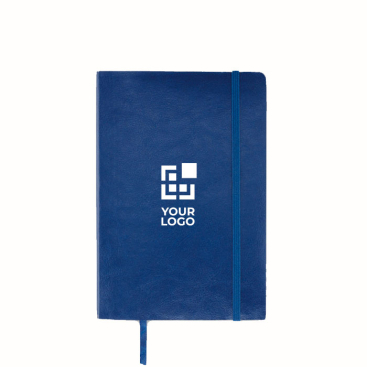 Recycled PU notebook with fastening strap and inner pocket, A5