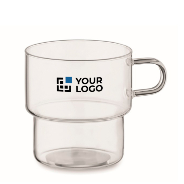 Fully borosilicate glass mug with stackable design, 300 ml