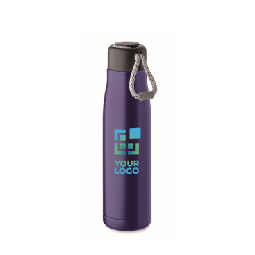 Leak-proof stainless steel bottle with cord handle, 500 ml