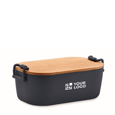 Lunchbox with bamboo lid and two side-locking clips, 700 ml