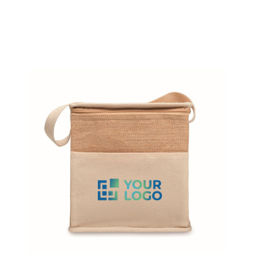 Jute cooler bag with front pocket, 3L capacity