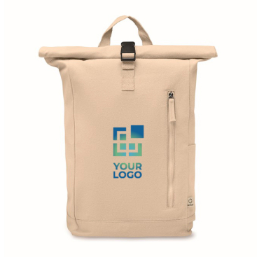 Recycled cotton roll-top backpack with front zipper