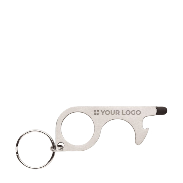 Multifunctional keyring helps avoids contact with surfaces