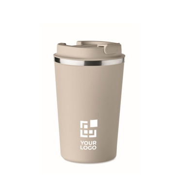 Double-walled thermal mug, stainless steel with logo, 350 ml