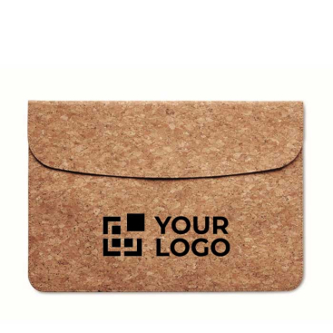 Cork coated laptop sleeve with magnetic closure, 14”