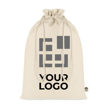 Large organic cotton, drawstring gift bag, 105 g/m2