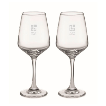 Set of 2 wine glasses printed or engraved with a logo, 200 ml