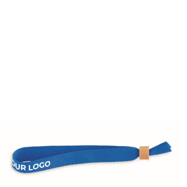 Branded polyester fabric wristband with bamboo clasp