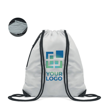 Reflective drawstring bag with thick ropes and zipper pocket