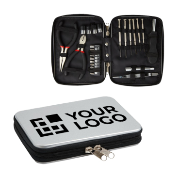 Practical tool set in an aluminium case, laser engraved