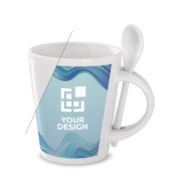 Ceramic mug with spoon for sublimation of your logo, 300 ml
