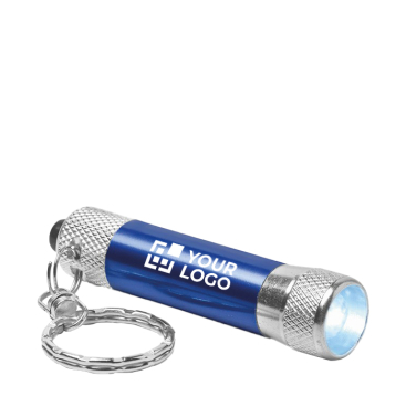 Original aluminium keyring with flashlight, with printed logo