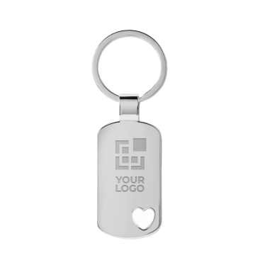 Metal keyring with heart detail corner