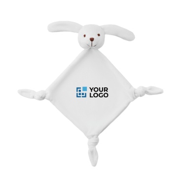 Baby blanket with plush toy head, printed for promotions