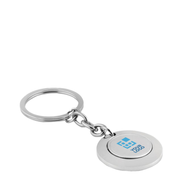 Metal keyring with shopping cart token, printable with a logo