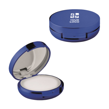 Promotional lip balm with mirror in metal box, SPF 15 UV