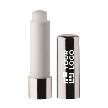 Branded lip balm stick in metalic container, SPF 15 UV