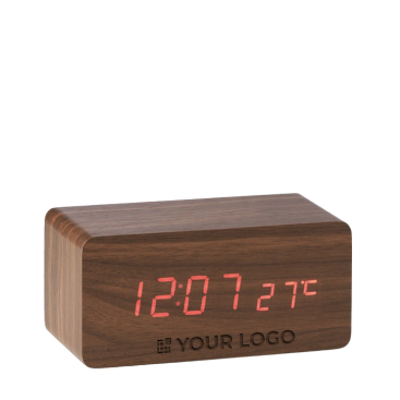 Wooden alarm clock, wireless charging and temperature display