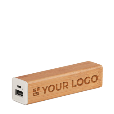 Power bank (bamboo), logo printed or engraved, 2,200 mAh