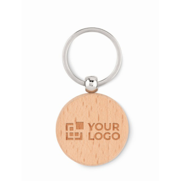 Round wooden keyring with your printed logo