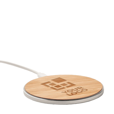 Round wireless fast-charging charger made of bamboo, 10W