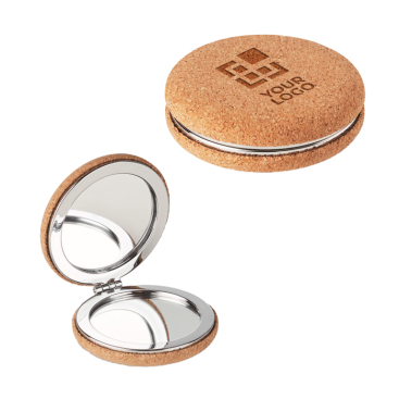 Pocket mirror with normal and magnifying mirror housed in cork