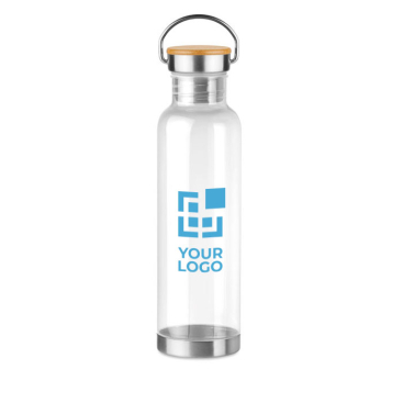 Bottle with bamboo lid & steel handle, 800 ml