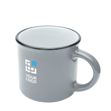 Vintage ceramic mug with black rim, 240 ml