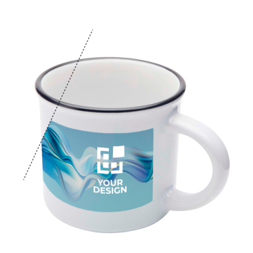Sublimatable vintage ceramic mug with black rim, 240 ml
