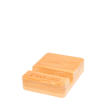 Bamboo phone stand with ergonomic viewing angle