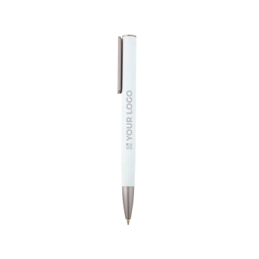 Recycled aluminium pen with plastic clip, black ink