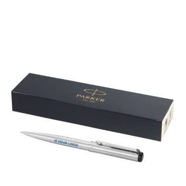 Branded pen in exclusive steel blue ink, Parker Vector Inox