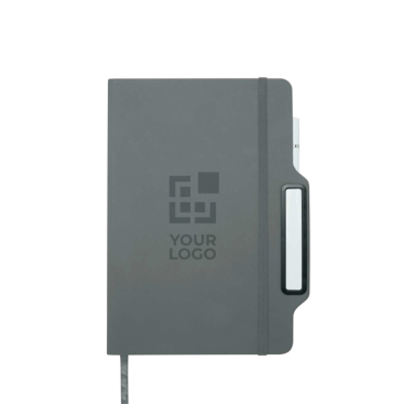 Hardcover notebook with phone slot, A5, ruled pages