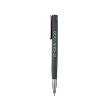 Recycled aluminium pen with silver clip, blue ink