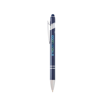 Recycled aluminium pen with stylus tip, blue ink