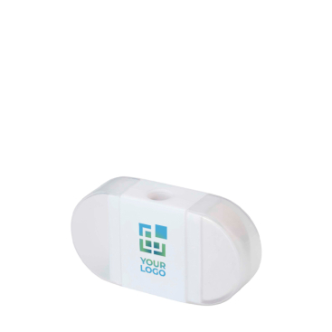 Sharpener with eraser and transparent side caps